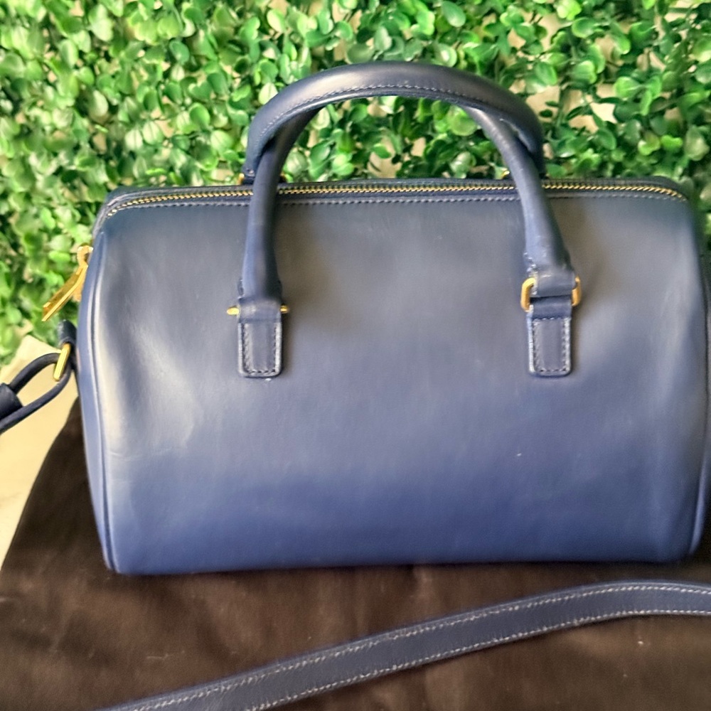 Saint Laurent Navy Leather Bowling Bag Satchel Authentic - Picture 8 of 13